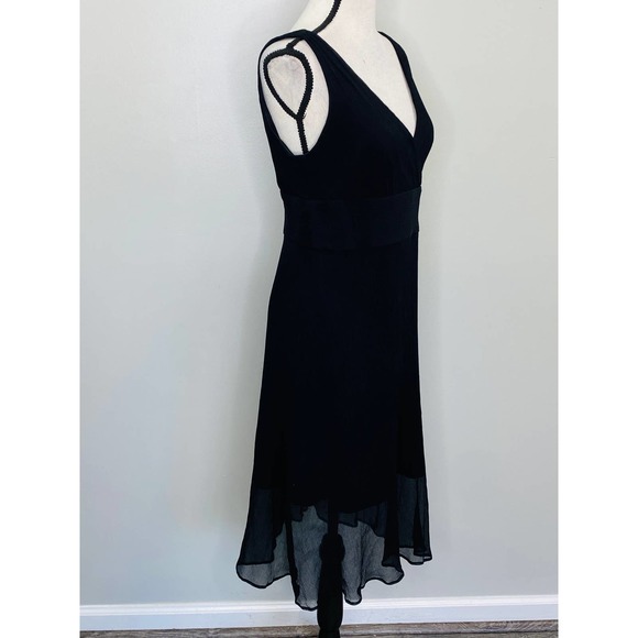 Vintage J. Crew Black Silk Dress Women 8 A-Line Textured Luxe Classic Date Night - Picture 3 of 9